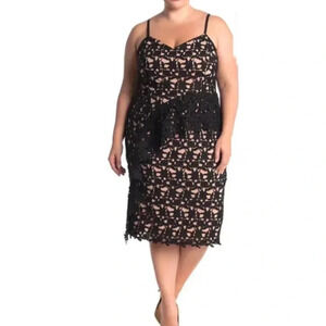 City Chic Illustrious Lace Dress Black/Cream Size 16